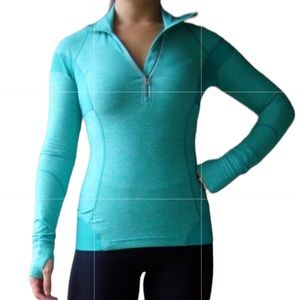 Flawless Lululemon Run Inspire Pullover Long Sleeve 1/2 Zip Jacket Teal Zeal